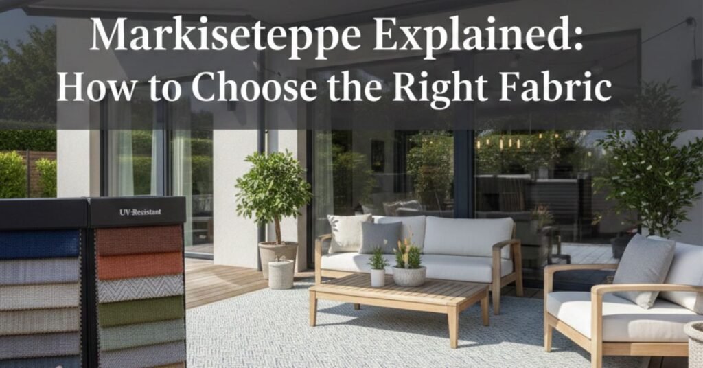 Markiseteppe Explained: How to Choose the Right Fabric Markiseteppe awning fabric installed on outdoor patio