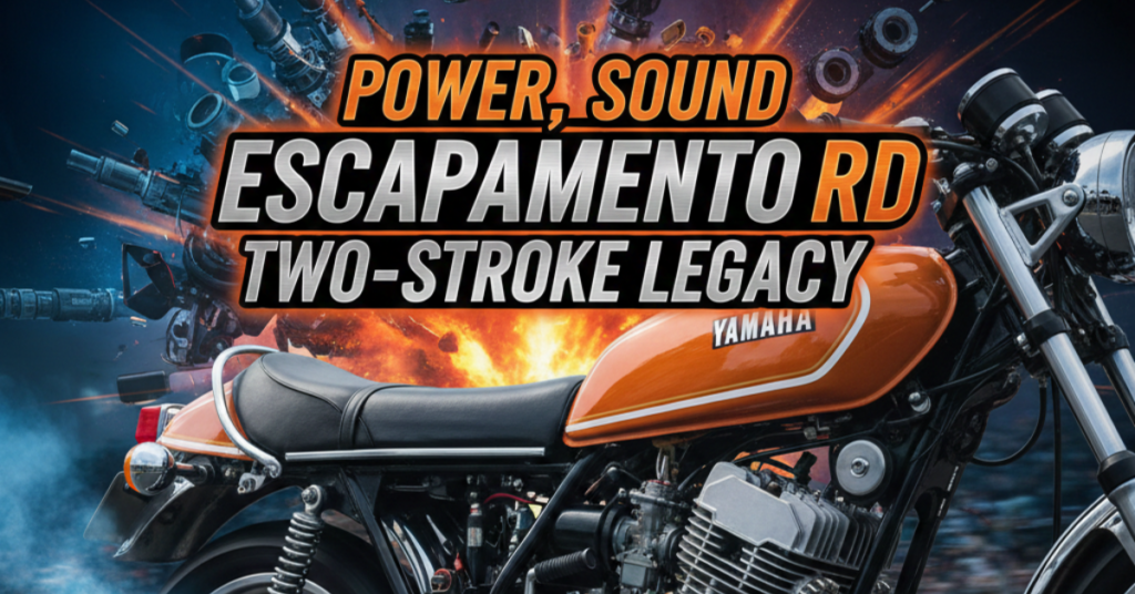 Escapamento RD expansion chamber exhaust on Yamaha RD motorcycle