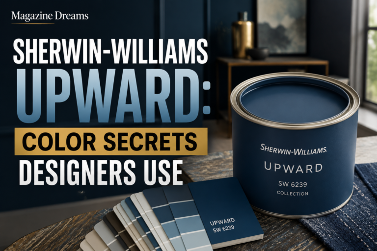 Sherwin-Williams Upward blue paint color in modern luxury home interior design