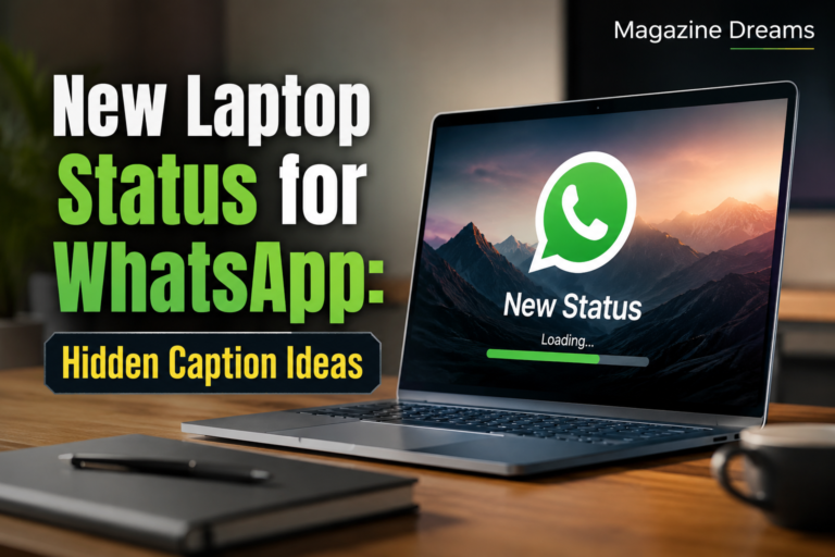 New laptop status ideas for WhatsApp with stylish captions and creative laptop quotes